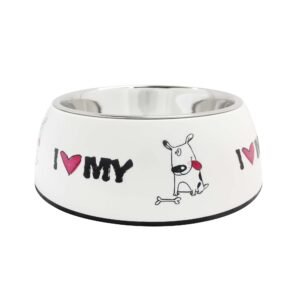 Comedero de acero inoxidable Blanco I-Love 11Cm